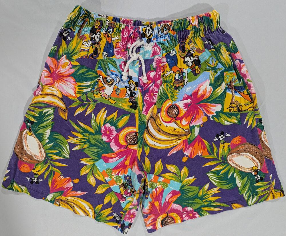 Vintage Mickey Unlimited Shorts Kids 12 Tropical Mickey Mouse 6 Inseam USA